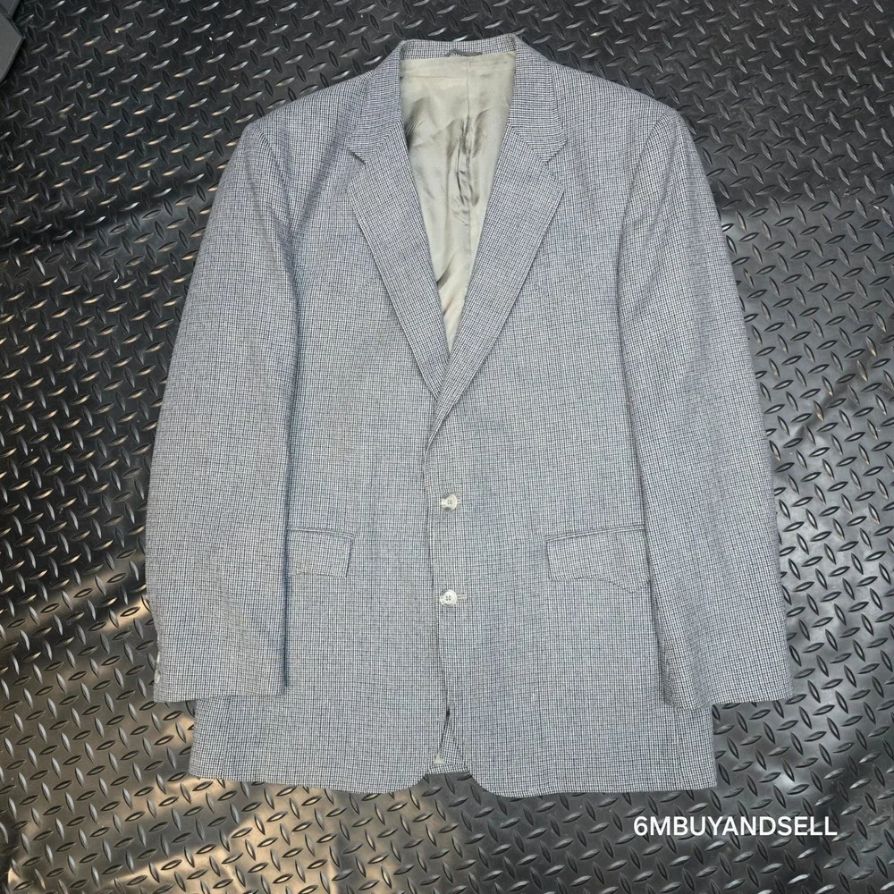 Circle S Dallas Texas Mens Blue Micro‎ Check Western Sport Coat Blazer 44L USA
